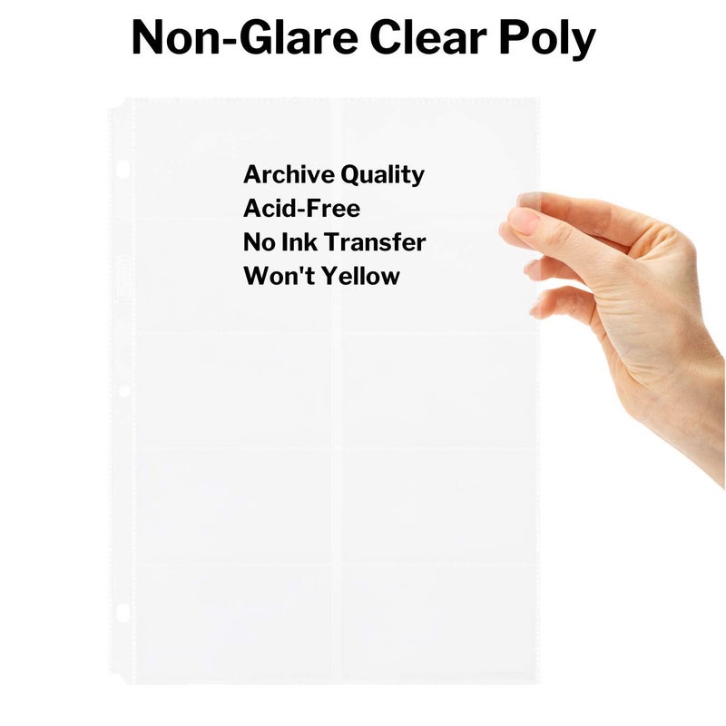 Dunwell Business Card Holder Sleeves (25 Pack for 500 Cards), Heavyweight Plastic Sheet Protect, Each Sleeve Holds 20 2x3.5 Namecards, 3-Hole Punched, Fits 3-Ring Binders - Image 5
